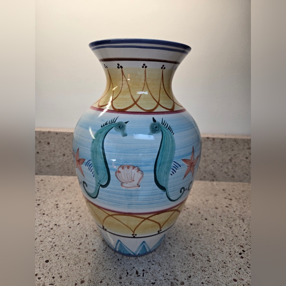 Seahorse Ceramic Vase